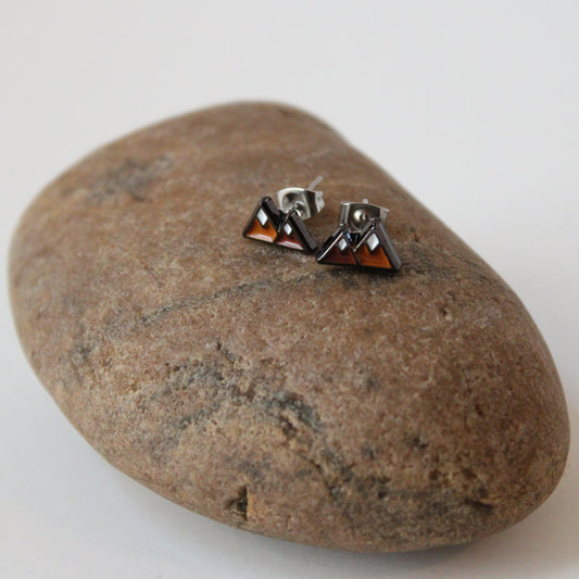 Double Mountain Soft Enamel Stud Earrings