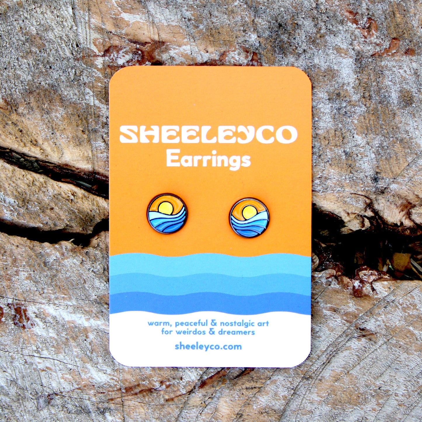 Sun and Sea Waves Soft Enamel Stud Earrings