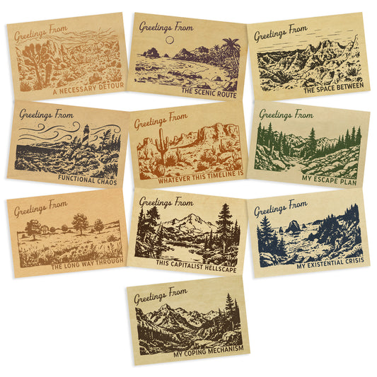Greetings From... Illustrated Postcard 10 Pack
