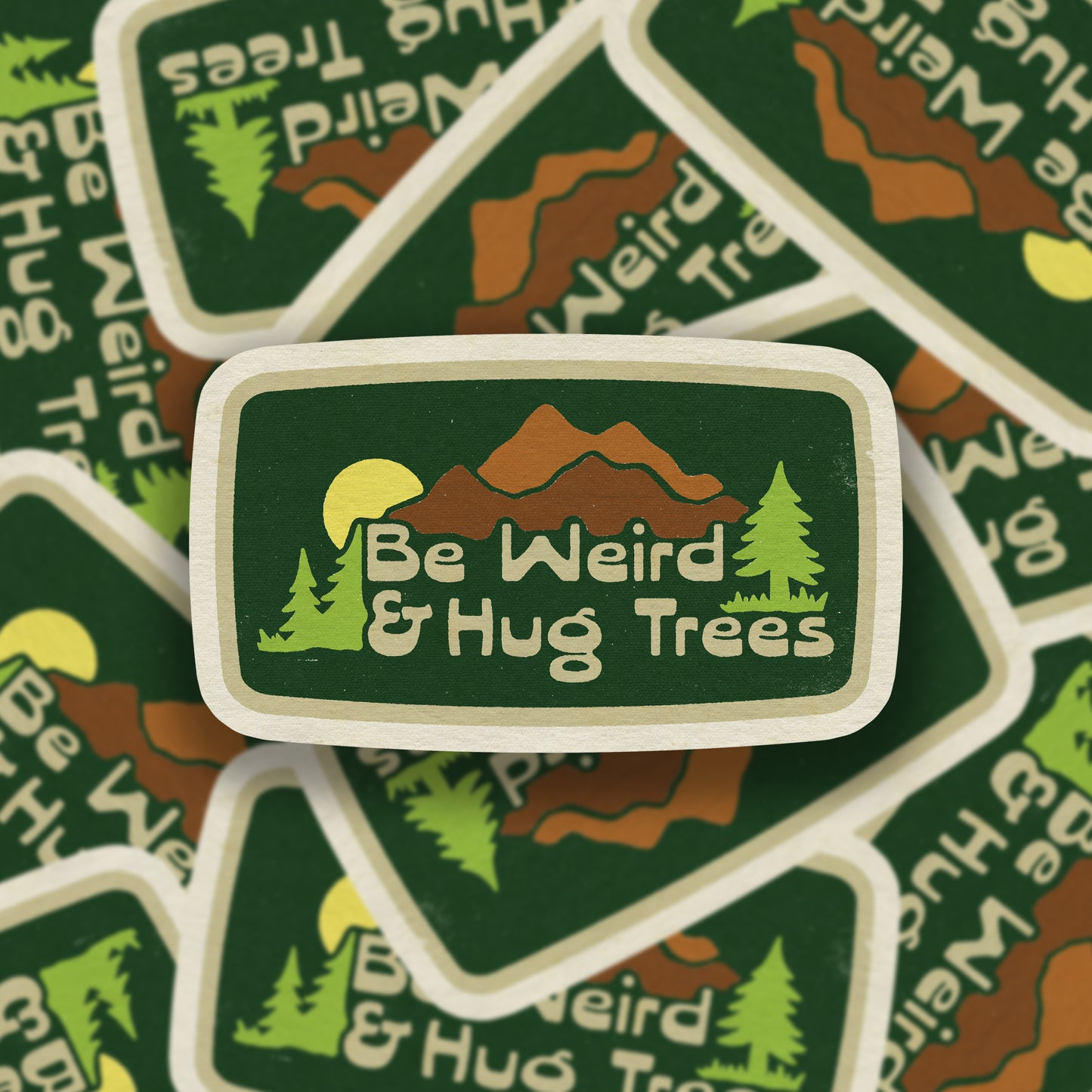 Be Weird And Hug Trees Vinyl Sticker