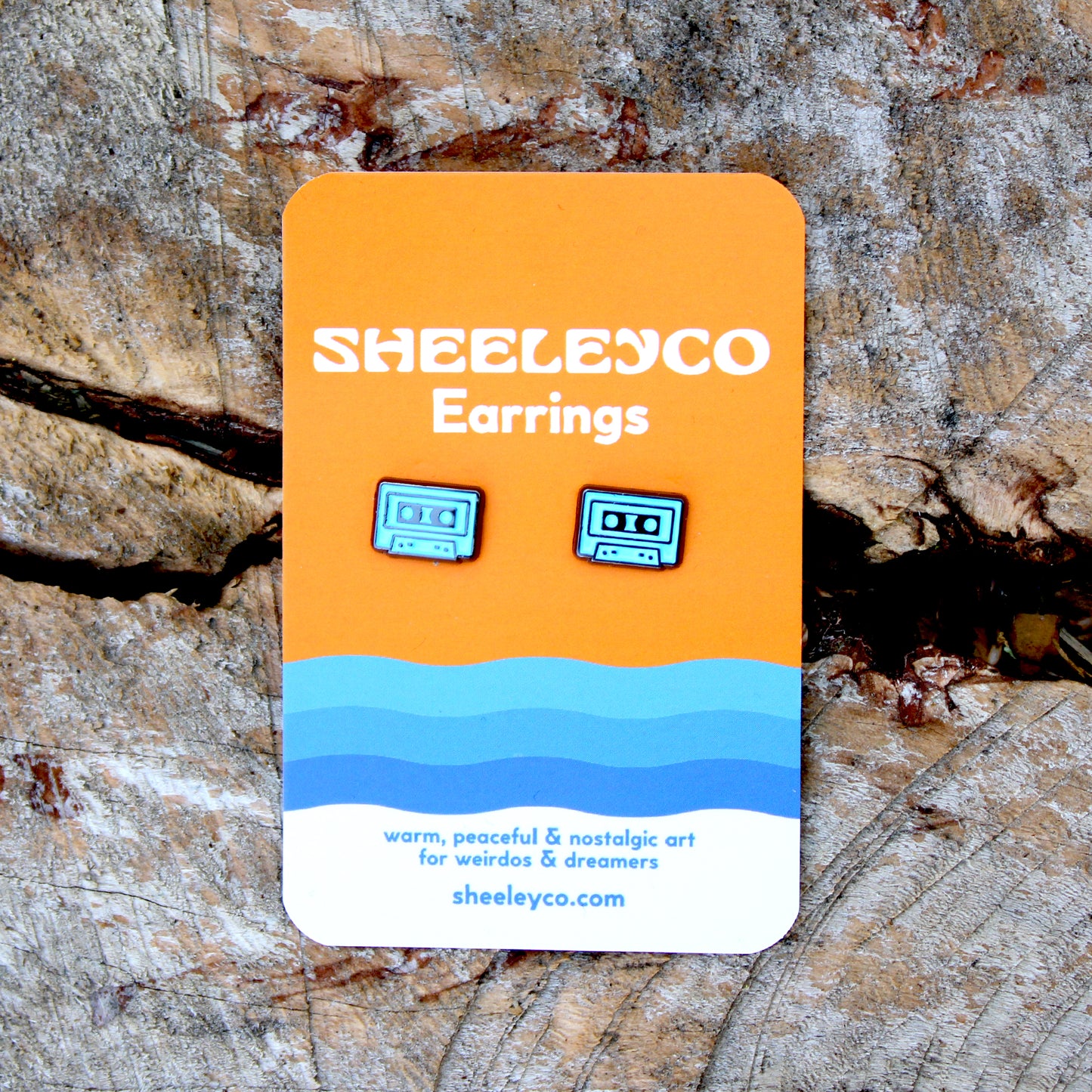 Retro Blue Cassette Soft Enamel Stud Earrings