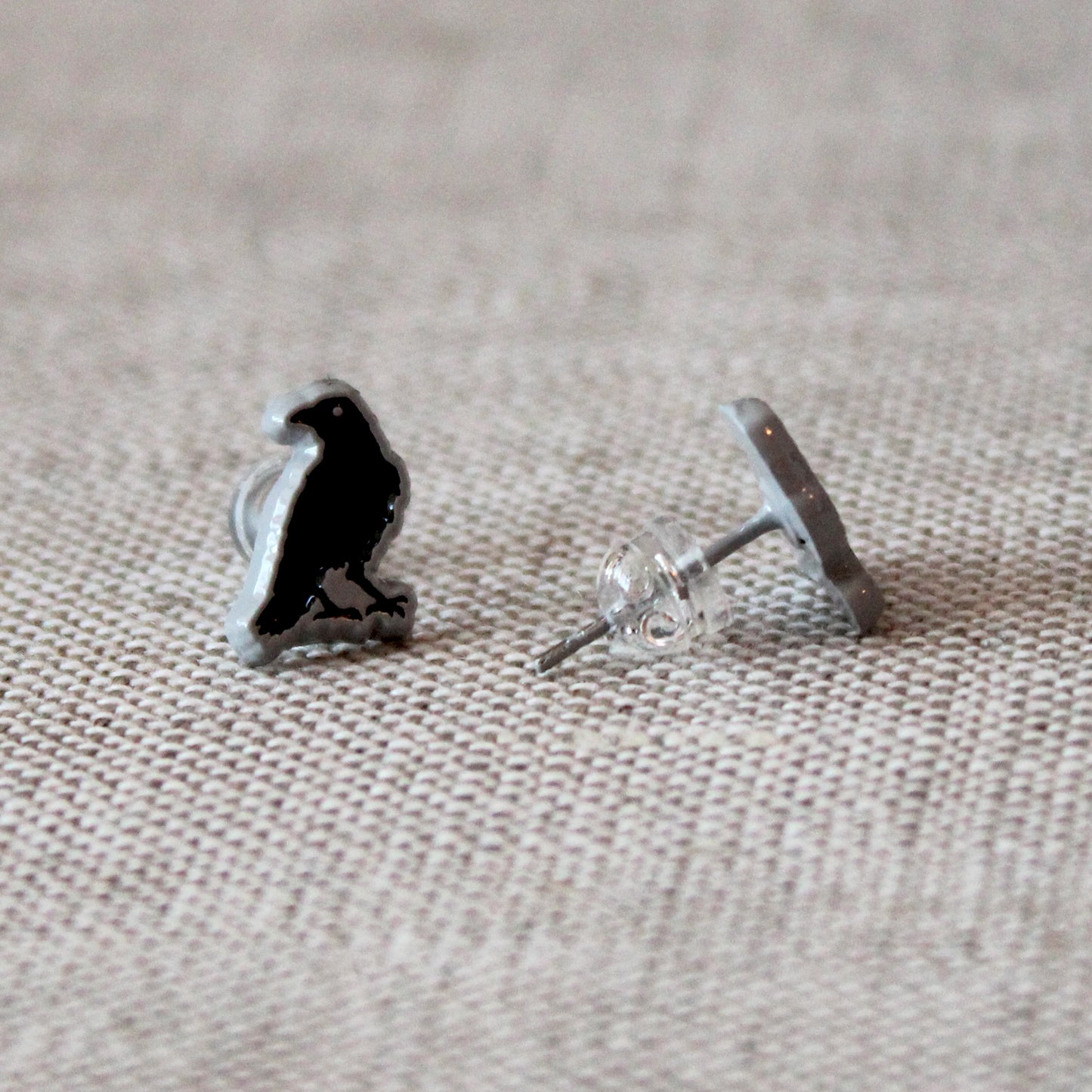 Crow Soft Enamel Stud Earrings