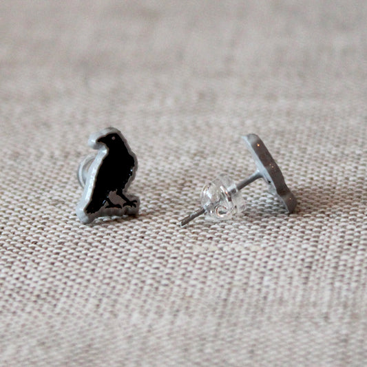 Crow Soft Enamel Stud Earrings