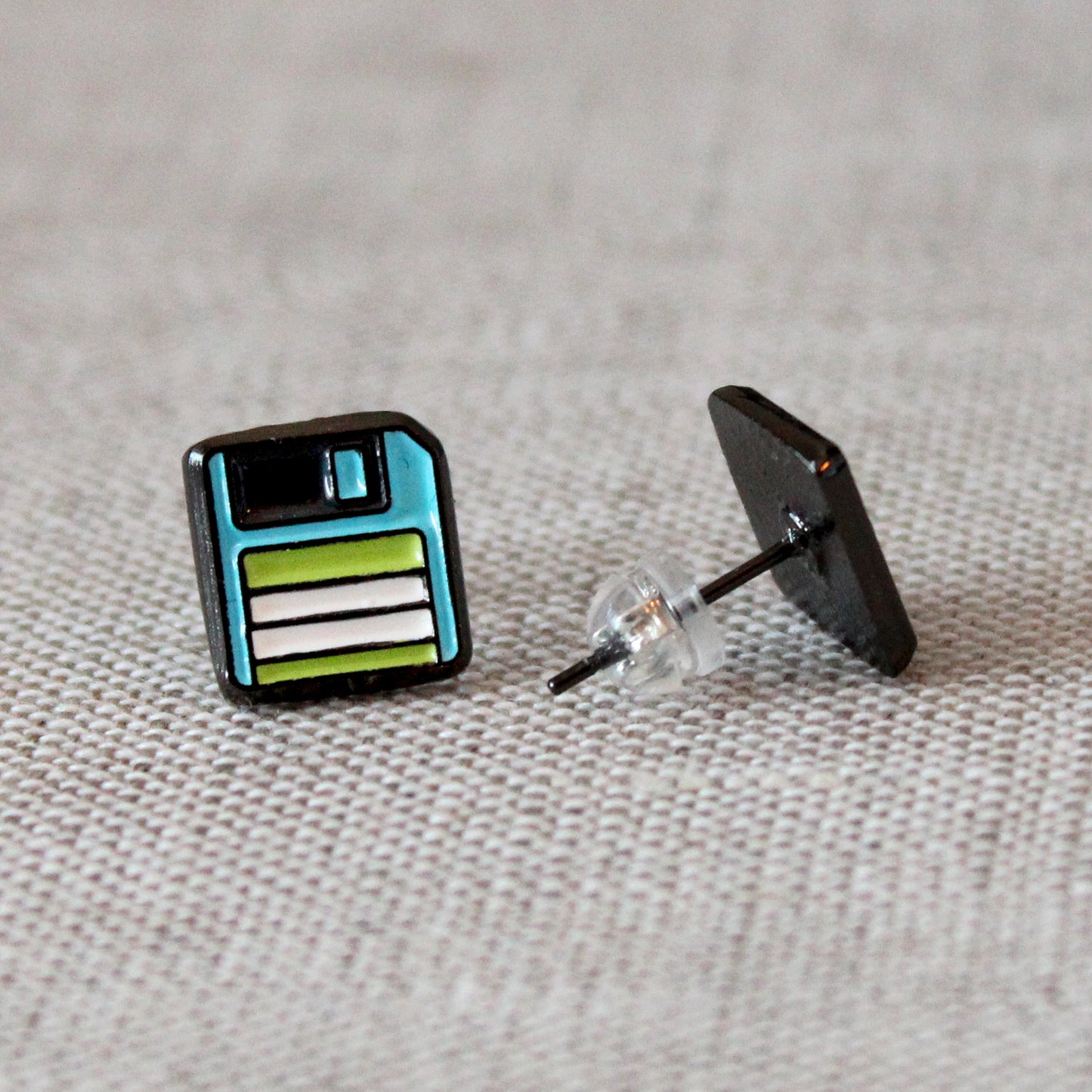 Retro Floppy Disc Soft Enamel Stud Earrings