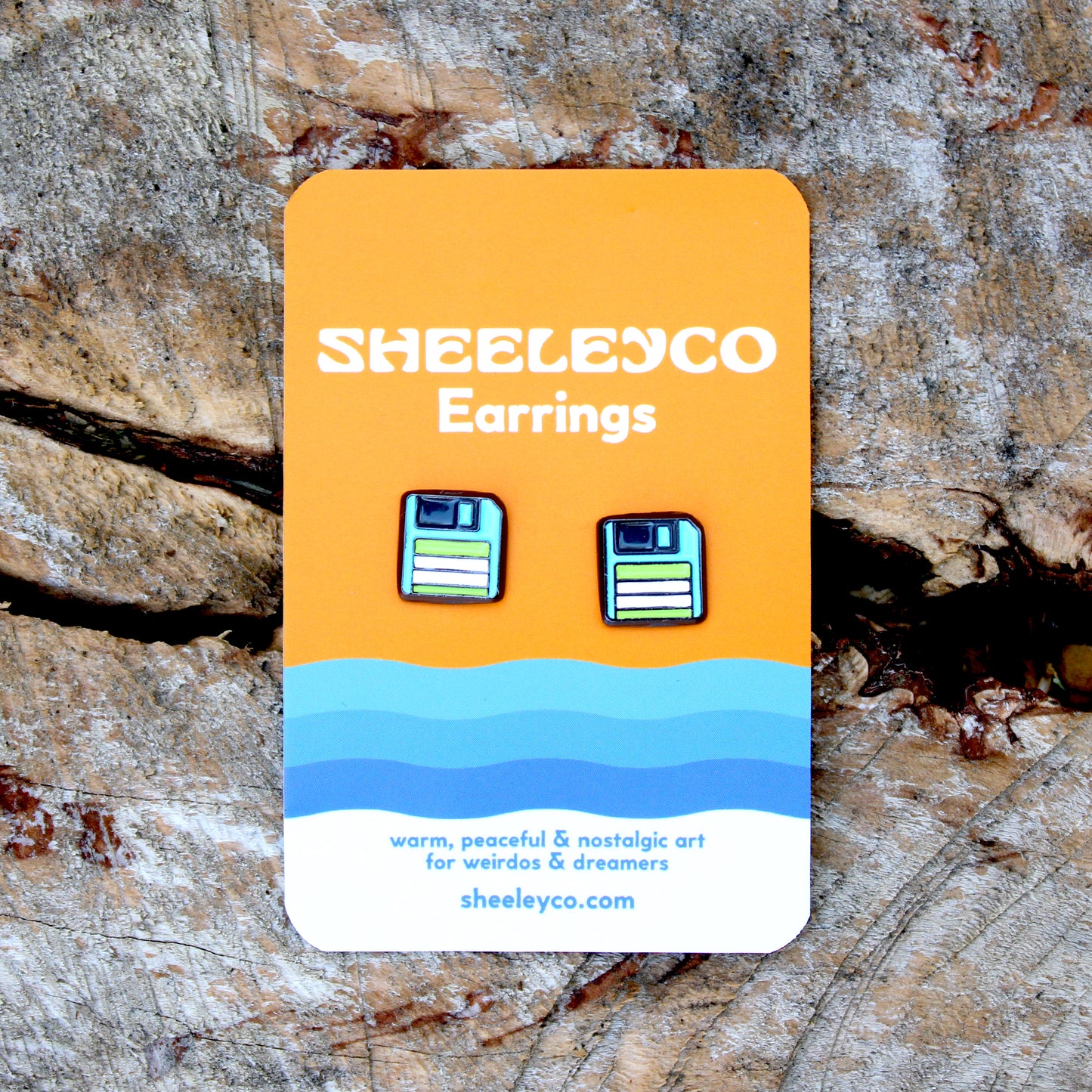 Retro Floppy Disc Soft Enamel Stud Earrings