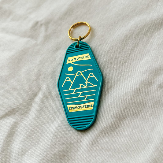 Go Outside, Stay Outside Hotel Keychain