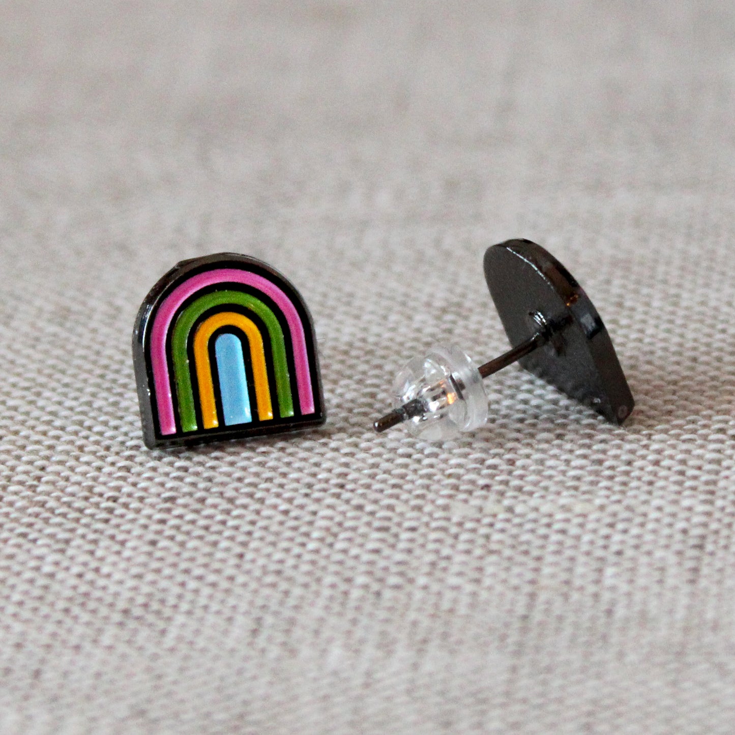 Rainbow Arch Soft Enamel Stud Earrings