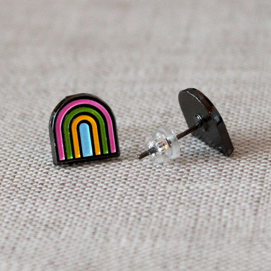 Rainbow Arch Soft Enamel Stud Earrings