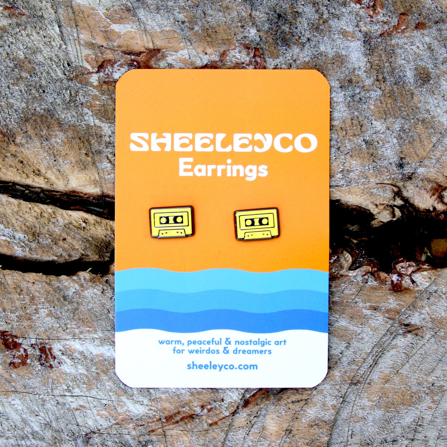 Retro Yellow Cassette Soft Enamel Stud Earrings